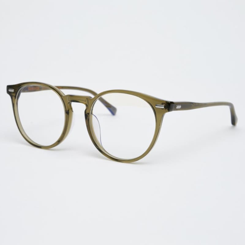 Aloeyewear [illusionist] Überdimensioniertes Boston-Gestell Runde Hornrand-Brille Transparente Khaki-Brille IL7411 1313G Blaulicht-Glas Optional