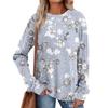 Women's Printed Lightweight Brushed-Cotton Round Neck Top