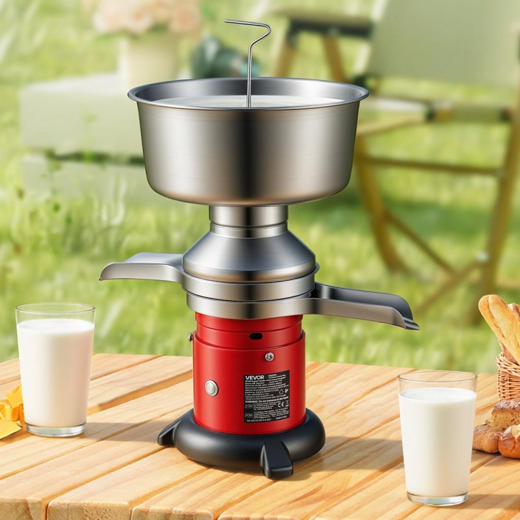 Electric Milk Cream Separator, 60L/H Output 10500RPM Milk Cream Centrifugal Separator, 304 Stainless Steel Goat Cow Milk Skimmer Separating Machine