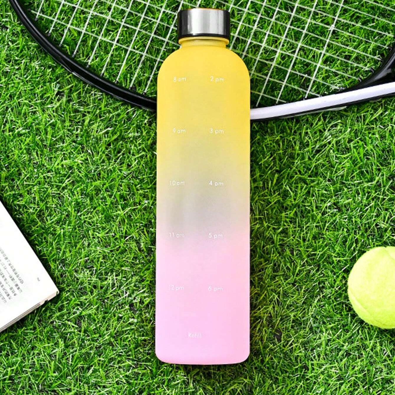 

1000ml Outdoor Sports Water Bottle, Portable Frosted Gradient Cup, Large Capacity with Scale, Camping Picnic Office Gym Drinkware