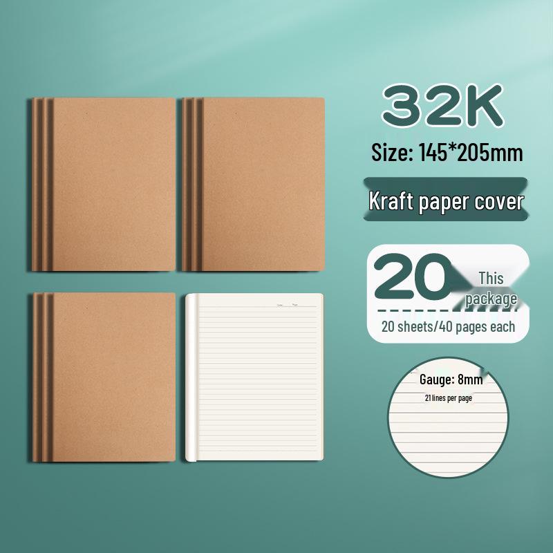 A4 Kraft Paper Notebook for Students - Ideal for College, Exam Prep, and Journaling