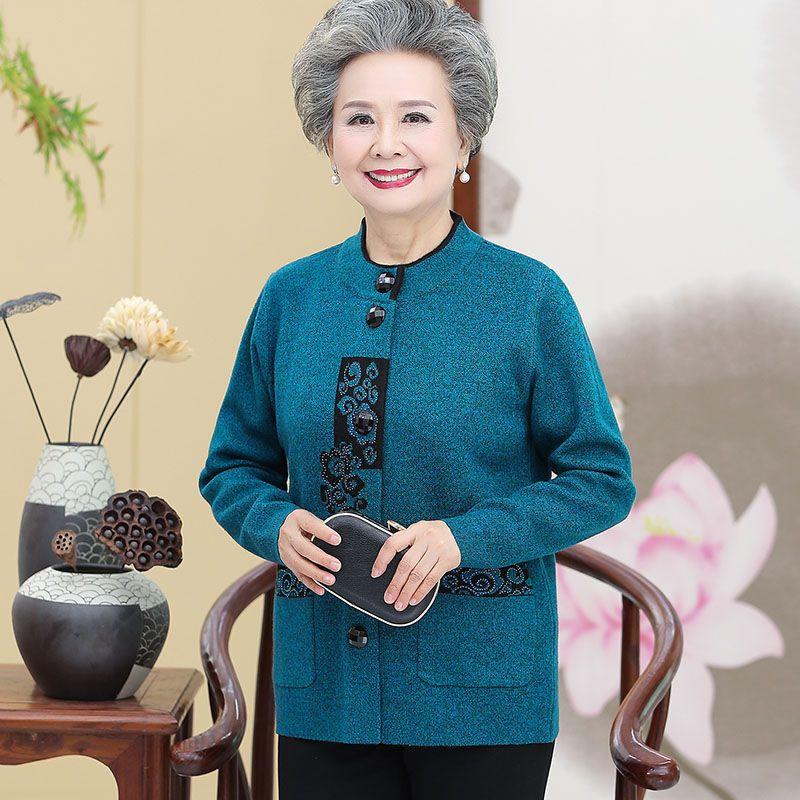 

Одежда для женщин среднего и пожилого возраста, бабушкина весенняя одежда, вязаный верхний слой, утепленный флисом, утолщенный шерстяной кардиган на пуговицах, теплотехнологичный топ для мамы 1909 Blue-not Fleece-lined XL