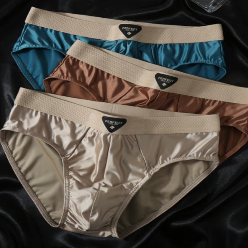 

Men s Light Luxury Modal Ice Silk Satin Briefs Multi-pack XL