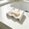 New Marble Pattern Soap Dish Silicone Wave Shaped Soap Holder Anti Slip Quick Drying Soap Tray Kitchen Countertop