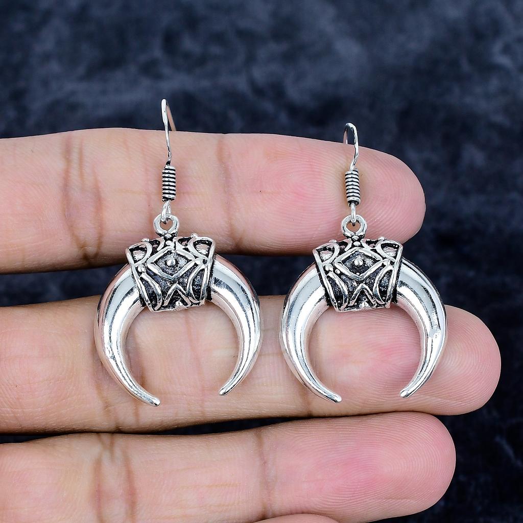 Moon Look Gemstone Handmade 925 Sterling Silver Jewelry Earring 1.58" MM-3469