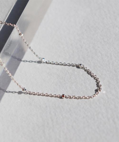 Bonbeau Cube Chain Layered Necklace Long Silver Chain Necklace