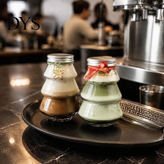 Plastic Beverage Containers 5Pcs Christmas Tree Shaped Bottle, 500ml Food Grade Clear Packaging Container for Bottles Cold Drink Coffee, Leak