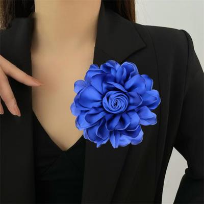 Fabric Flower Satin Rose with Flat Back Handcrafted Blooms Hat Clothes Hair Tie Accessories for DIY Craft Corsage Hairpin Brooch Headband