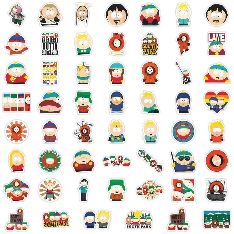 55Pcs South Park Stickers For Kids | Cartoon Decals Waterproof Laptop Skateboard Car Water Bottle  Cute Cartoon Sticker Gift Set