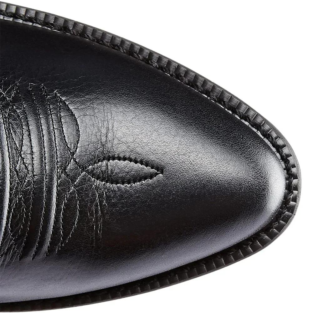 Handmade Men Cowboy Boots Embroidery Western Boots Pointed-toe Mid-calf Male Boots New Slip on Men Riding Boots