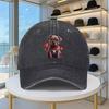 Cute Dog Heart Print Washed Baseball Cap Adjustable Denim Outdoor Casual Hat
