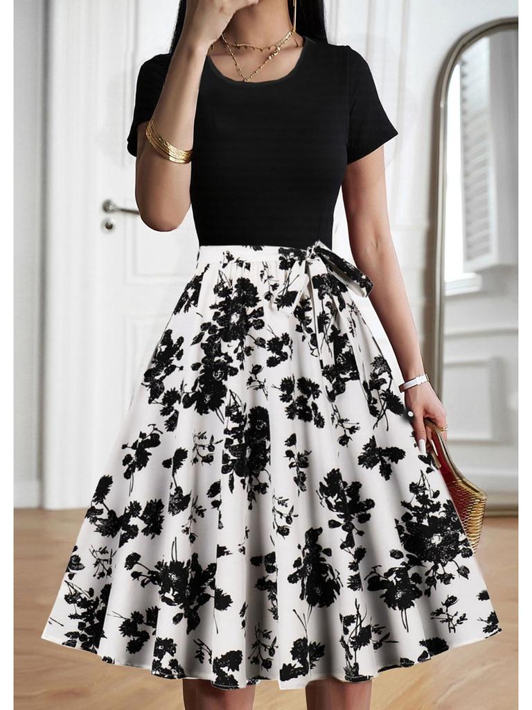 2025 European Retro Patchwork Women's Dress, Chinese Style, Elegant New Design