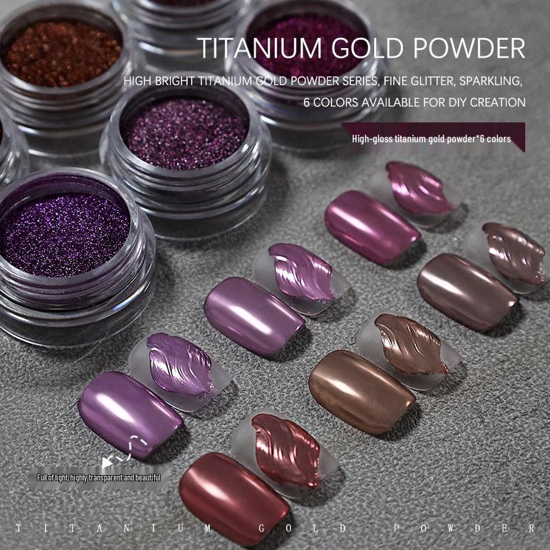 

Titanium Magic Mirror Powder: Dark Night Rose Purple Gold Metallic Laser Nail Glitter