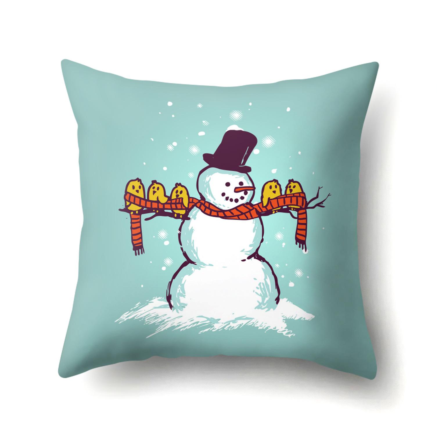 

New Christmas Snowman Polyester Pillow Case Premium Durable Quality Useful Practical Reliable Efficient Safe With Quality 45 * 45 without pillow core