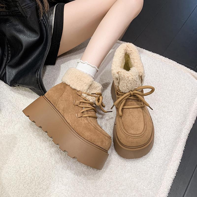 Winter Chunky Platform Women Fur Snow Boots Keep Warm Thick Sole Warm  Short Booties Shoes Zapatos Mujer