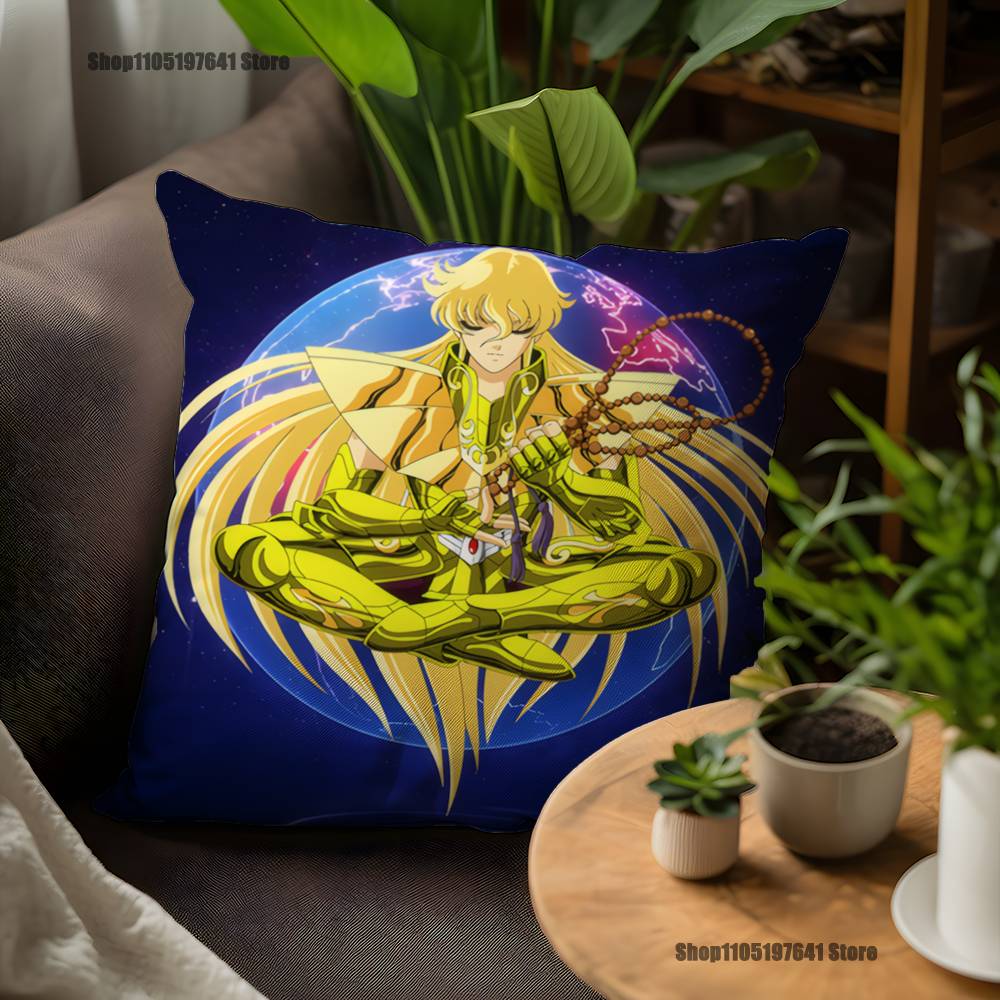 Saint Seiya Virgo Shaka Pillow Case For Sofa Decor Car Office Room Printing Cushion Cover Decorations and Protector