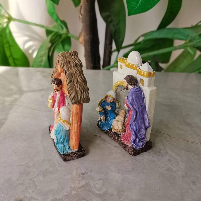 Lovely Resin Ornament Holy Family Statue Ornaments Novelty Holy Family Home Decor Display Christian Gift