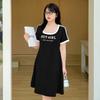 Large size women's clothing pure desire Spice Girl U-neck waist pinch dress summer new thin A-shaped dress 232256