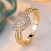 White Zircon  Love Heart Rings For Women Vintage Gold Color Engagement Bands Wedding Jewelry Bridal Valentine's Day Gifts