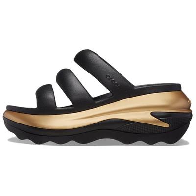 Sandales plates confortables et tendance à enfiler pour femmes Chaussures Noir Or 210459-072