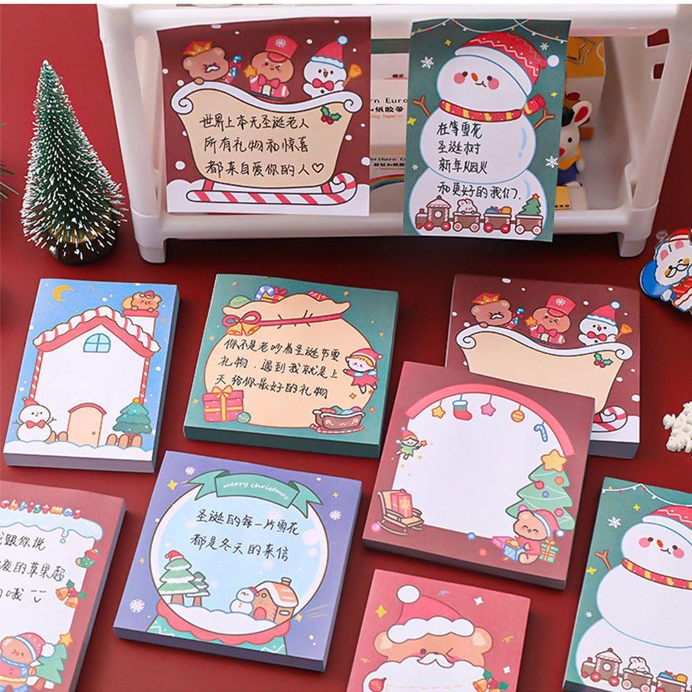 Self-Adhesive Santa Notepad Paper Christmas Memo Pads Message Notes Sticky Notes Writing Paper