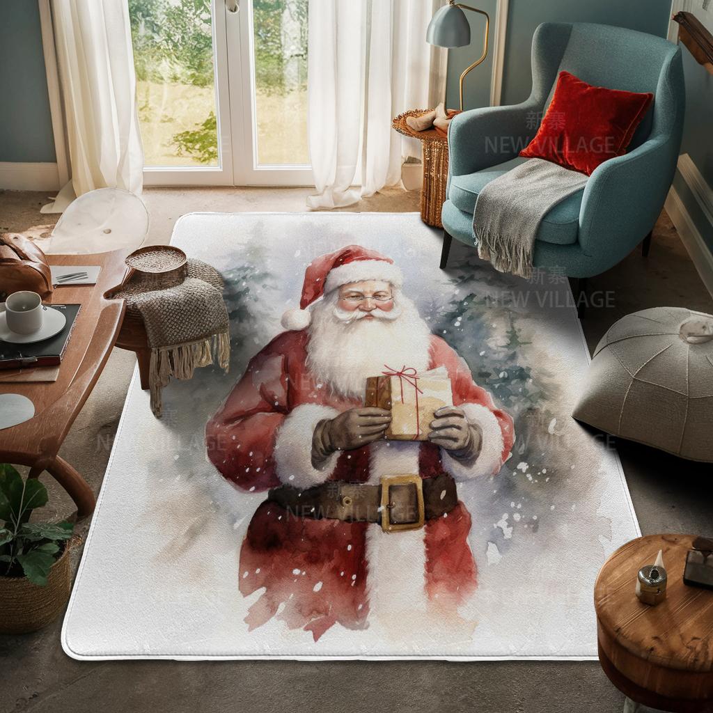 House Entrance Carpet Home Door Mat Living Room Bath Foot Bathroom Non-slip Water Absorption Rugs Bath Merry Christmas Winter