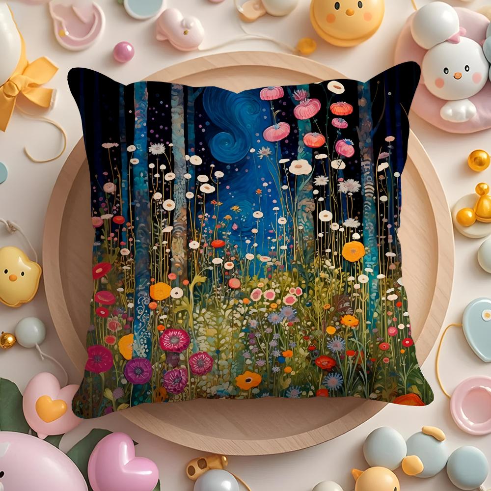 Midsummer Nights Flowers Cushion Cover Short Plush DoubleSided Printing Home Machine Washable in Warm Winter Pillow Cover