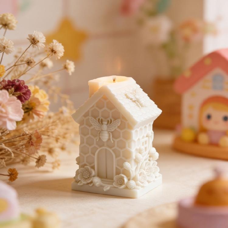Honeycomb House Shape Silicone Mould Holiday Candle Silicone Molds For Handmade Candle Soap Chocolate Candy Cake Baking