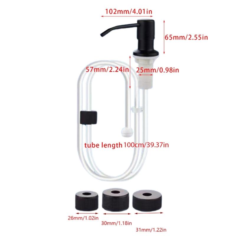 Durable 500ML Soap Dispenser for Kitchen Sink Black Silver Color Liquid Pump Bottle with Stainless Steel Head and Hose