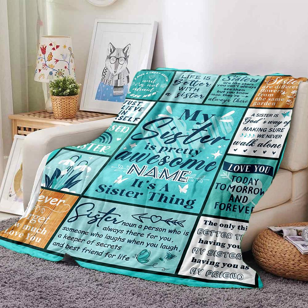 Special Sister Quotes Blanket Celebrating Unconditional Love And Bonds Throw Customizable Blanket Text Durable Comfort For Sofa Couch Office Bed