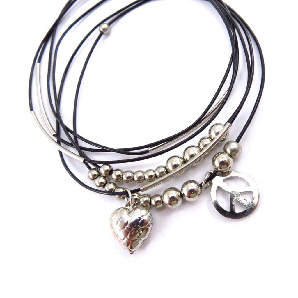 Les Trésors De Lily [J6840] - Bransoletka fantazyjna 'Chorégraphie' czarno-srebrna