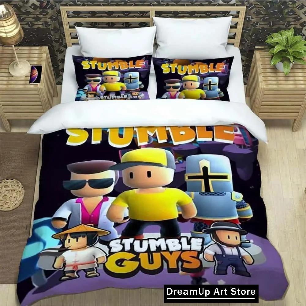 3D Spel Tecknad Stumble-guys Sängkläder Set Täcke Sängöverkast med Örngott Twin Enkel Queen King Size Pojkar Vuxen Hem