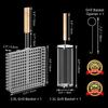 Grill Basket Set, Removable Wooden Handle, 304 Stainless Steel, Rolling BBQ Tools, Smoker Grilling Accessories for Vegetable Fis