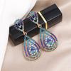 S925 silver needle niche baroque retro personalized crystal stud earrings women's fashion versatile long temperament earrings