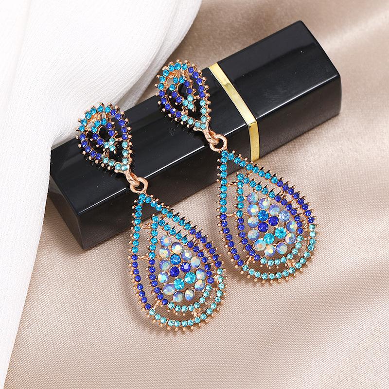 

S925 silver needle niche baroque retro personalized crystal stud earrings women s fashion versatile long temperament earrings