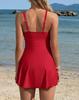 Charmleaks One Shoulder One Piece Swimsuit Women Tummy Control Bathing Suit with Skirt Tie Knot Cute Scalloped Swimdress