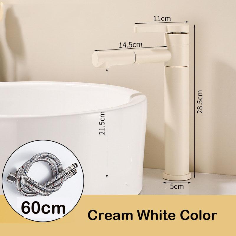 Bathroom Basin Faucets Black Sink Faucets Hot Cold Water Mixer Crane White Deck Mounted 360° Rotating Universal Water Taps Gray