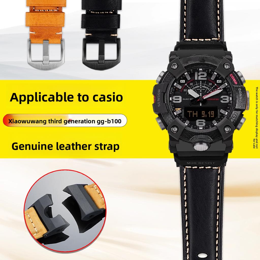 GG-B100 Bracelet de montre en cuir de vachette italienne Pour Casio G-Shock Little Mud King GG B100 Bracelet vintage en cuir véritable pour homme