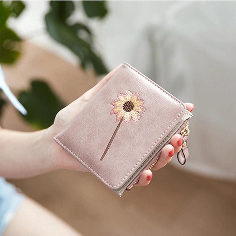 Flower Embroidery Purse Small Walet Credit Card Holder Money Bag