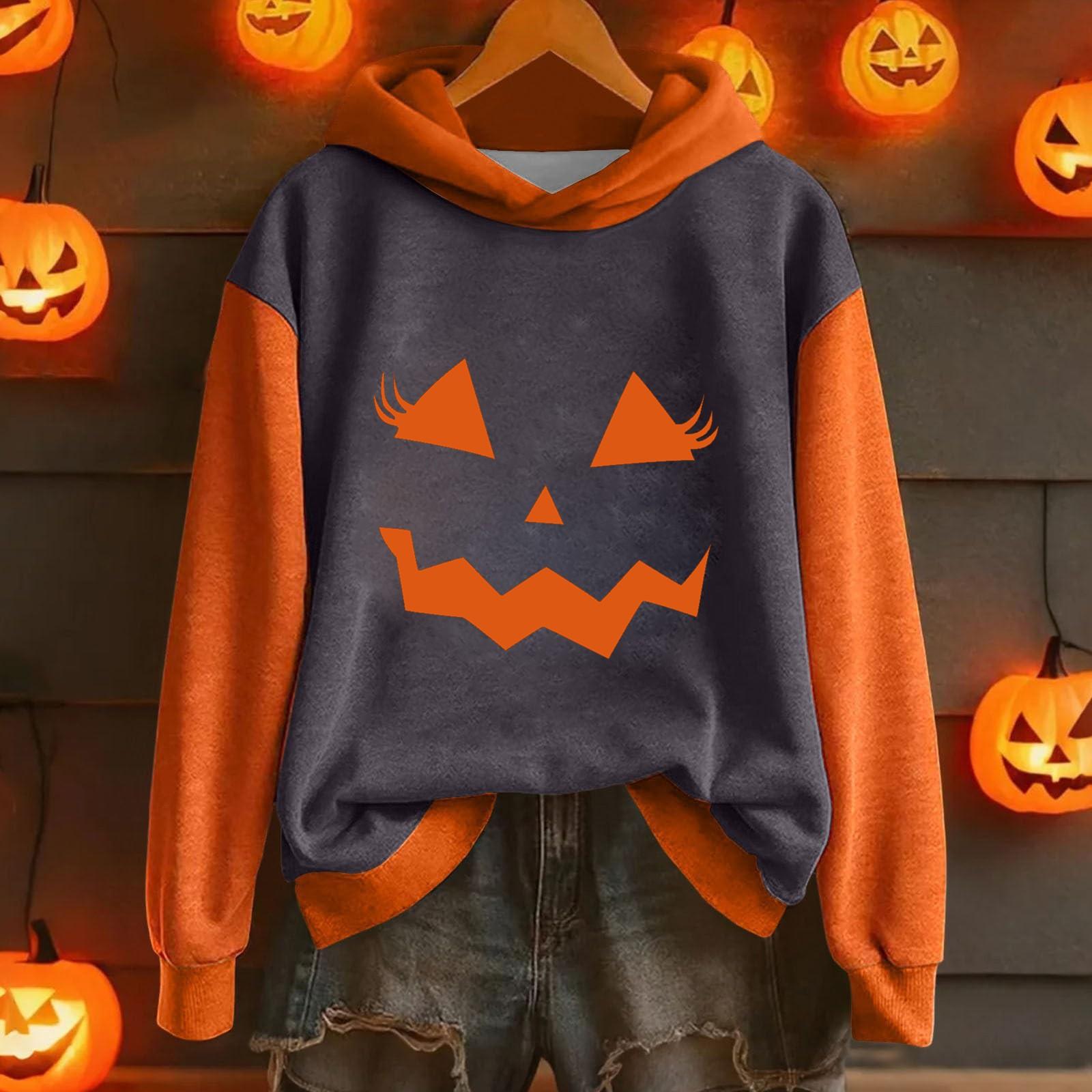 

Женская повседневная и модная толстовка с капюшоном с длинными рукавами и принтом на Хэллоуин, теплая рубашка, свободная и удобная толстовка XXXL