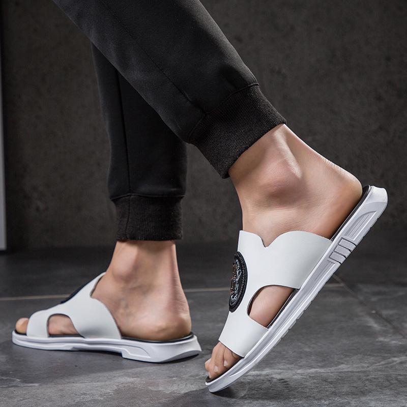 Для мужчин Нескользящие уличные тапочки Классические пляжные мужские туфли без застежек — фото 5