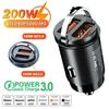 100/200W Mini Car Charger PD Type C Fast Charging For IPhone QC 3.0 USB C Car Mobile Phone Charger For Samsung Xiaomi Huawei