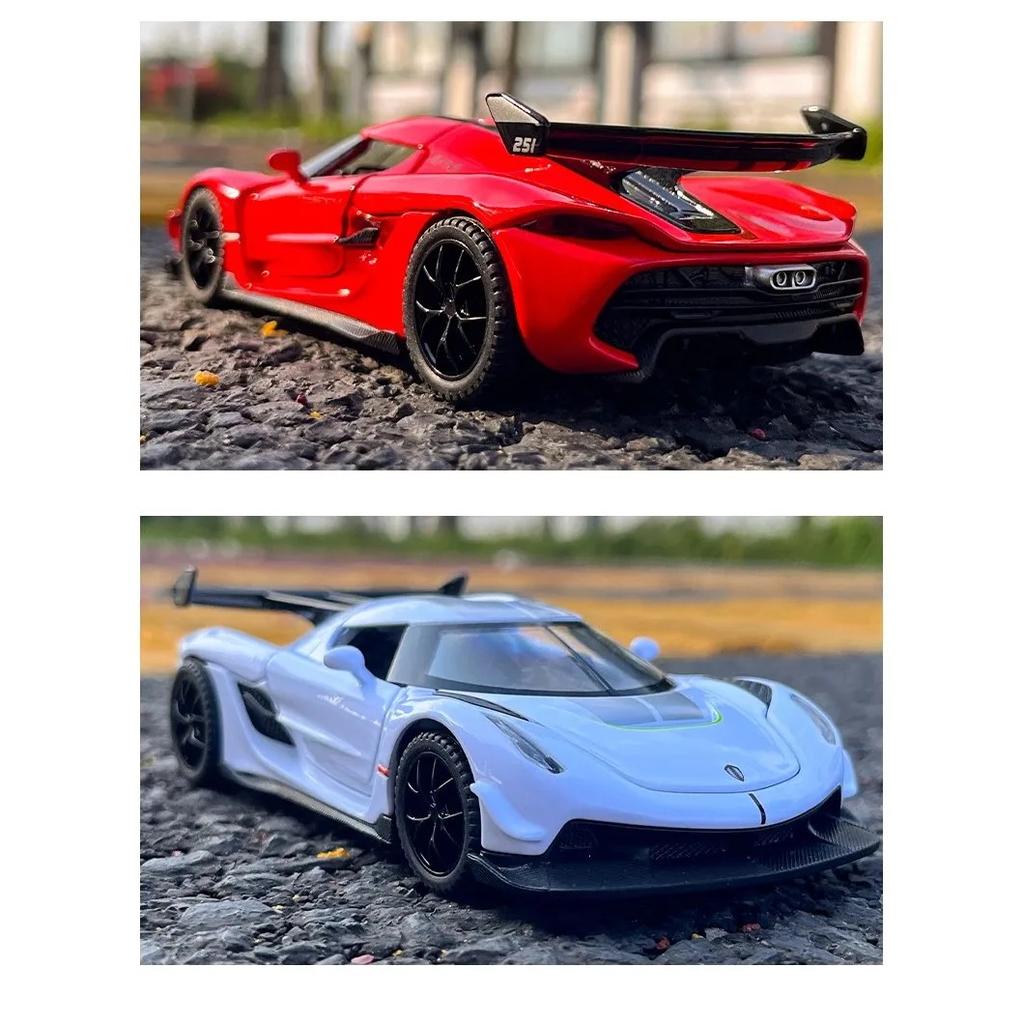 Κλίμακα 1/32 Μεταλλικό Παιχνίδι Koenigsegg Jesko Supercar Μοντέλο Αυτοκινήτου από Κράμα Ήχος και Φως Κίνηση με Όπισθεν Παιδικό Παιχνίδι Αυτοκίνητο Συλλεκτικό Δώρο