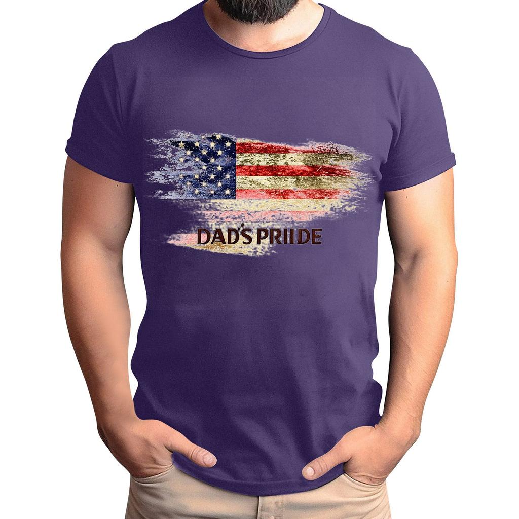 Men's Father's Day Flag Printed T-Shirt Men's Loose Casual Short Sleeve Top