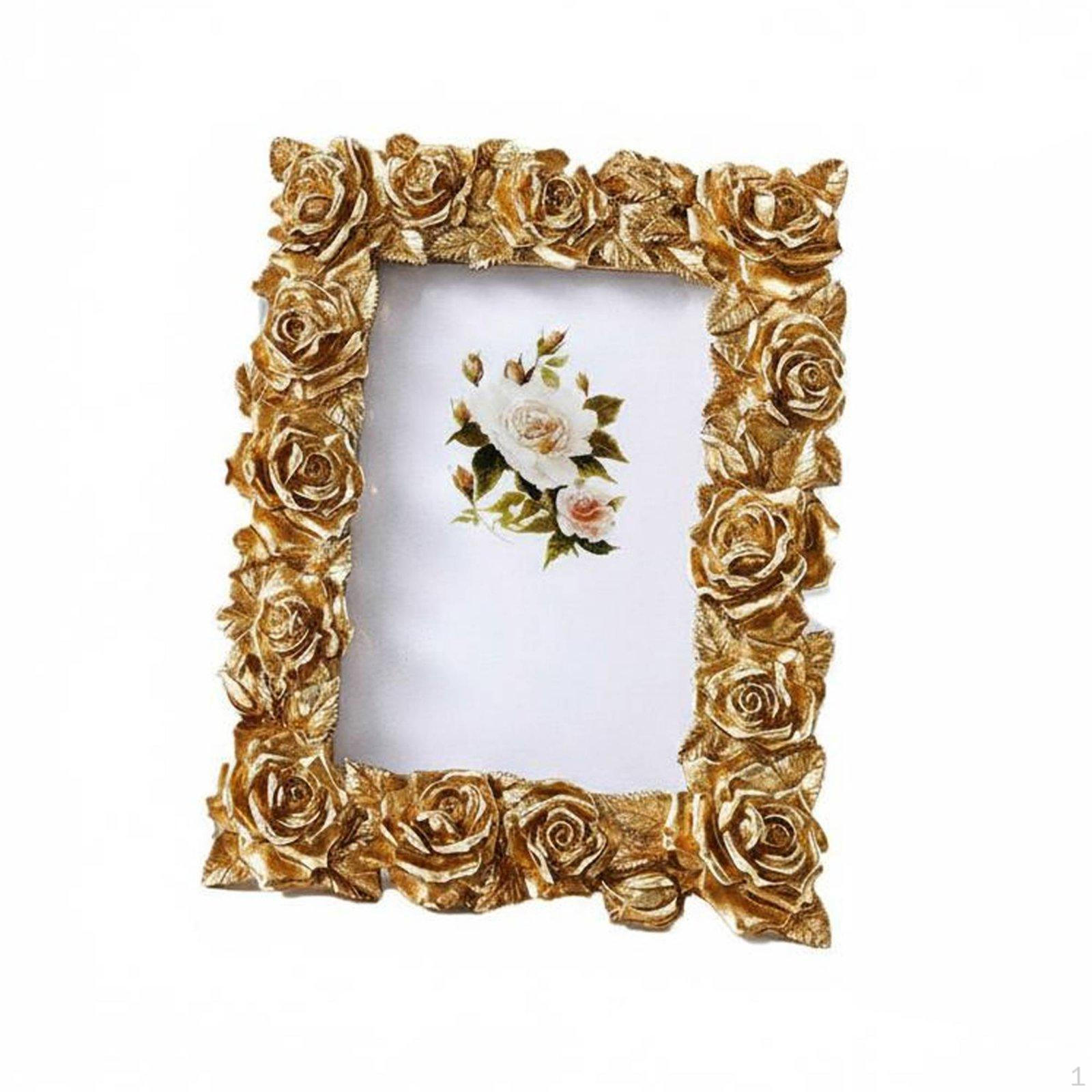 European Design Photo Holder Light Luxury Ornate Resin Frame for Desk, Office, Wedding