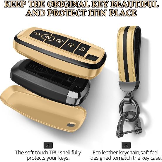 For Ford Key Fob Cover Accessories, Matte TPU Material,With a Cute Leather Keychain,For Explorer F150 Bronco Fusion Escape Expedition Mustang Edge
