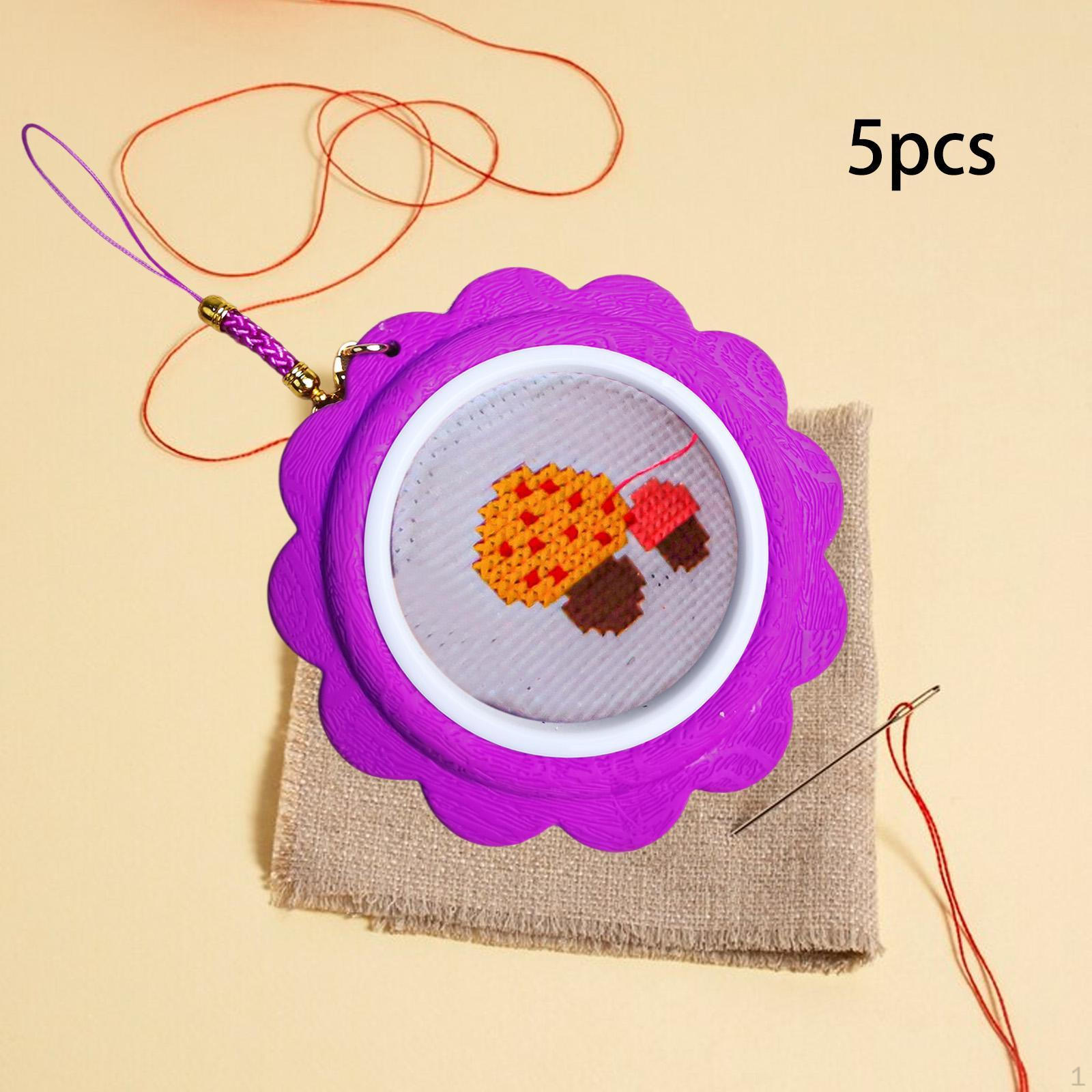 

Набор из 5 маленьких пялец для вышивания крестом для DIY проектов фиолетовый