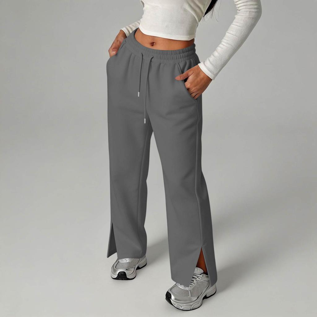 Women's Fashion Casual Wide Leg Sweatpants with Split Hem for Everyday Wear
