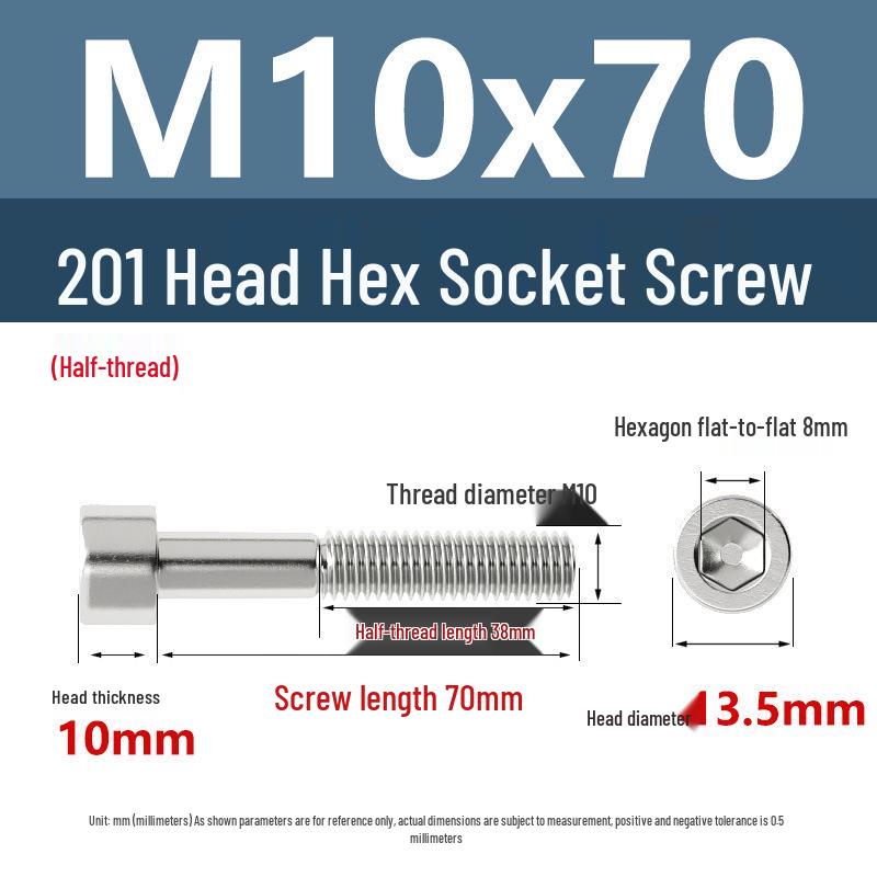 Yigu 201 Stainless Steel Cup Head Hexagon Screws and Bolts - M3, M4, M5, M6