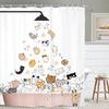Cats and Dogs Shower Curtain Funny Cartoon Corgi Cute Animal Pets In Bathtub Showering for Kids Polyester Fabric Plastic Hooks